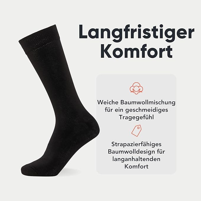 10er-Pack Einfarbige Herrensocken - Bequeme anthrazitfarbene, marineblaue und schwarze Socken für Herren