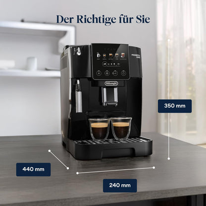 De’Longhi Magnifica Start - Perfetto Kaffeevollautomat mit LatteCrema-Milchaufschäumer, 4 One-Touch-Getränke, Cappuccino, Espresso Kaffeemaschine, Soft-Touch-Bedienfeld, Schwarz (ECAM220.91.B)