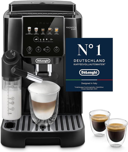De’Longhi Magnifica Start - Perfetto Kaffeevollautomat mit LatteCrema-Milchaufschäumer, 4 One-Touch-Getränke, Cappuccino, Espresso Kaffeemaschine, Soft-Touch-Bedienfeld, Schwarz (ECAM220.91.B)