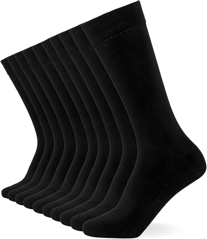 10er-Pack Einfarbige Herrensocken - Bequeme anthrazitfarbene, marineblaue und schwarze Socken für Herren