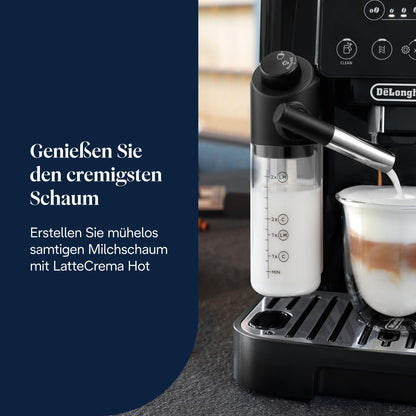 De’Longhi Magnifica Start - Perfetto Kaffeevollautomat mit LatteCrema-Milchaufschäumer, 4 One-Touch-Getränke, Cappuccino, Espresso Kaffeemaschine, Soft-Touch-Bedienfeld, Schwarz (ECAM220.91.B)